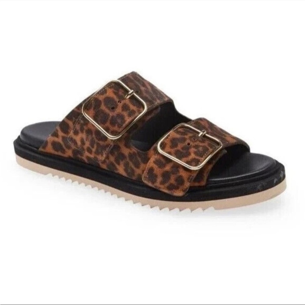 NEW AGL Sabina Leopard Double Buckle Sandals Sz 5.5